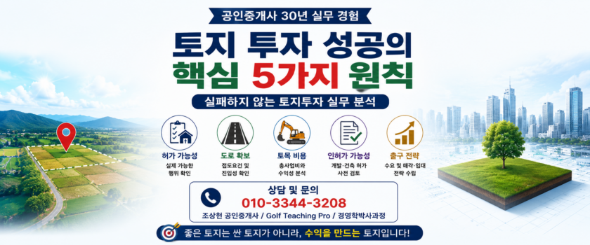 토지 투자 성공의 핵심 5가지 원칙 (공인중개사 30년 실무 경험)