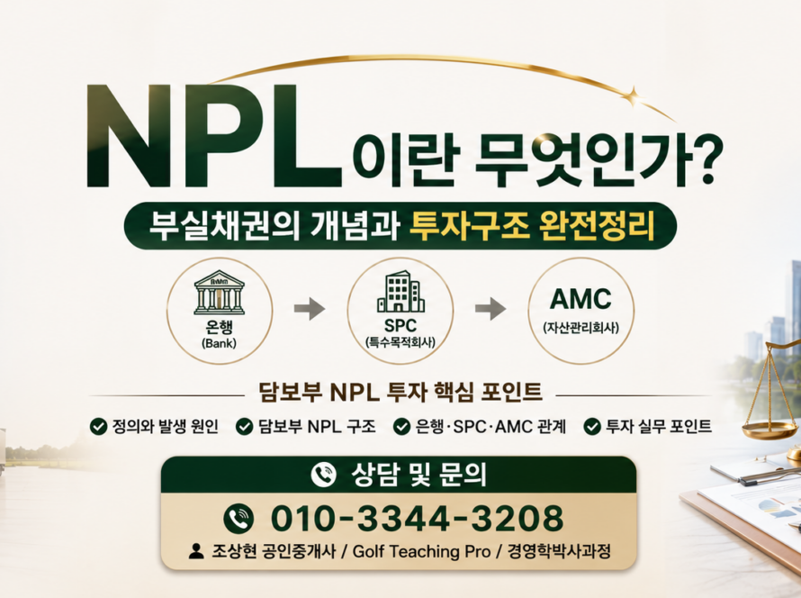 NPL이란 무엇인가? 부실채권의 개념과 투자구조 완전정리 (공인중개사 30년 실무 경험)