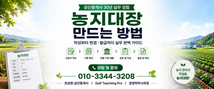 농지대장 만드는 방법 실무 (공인중개사 30년 실무 경험)