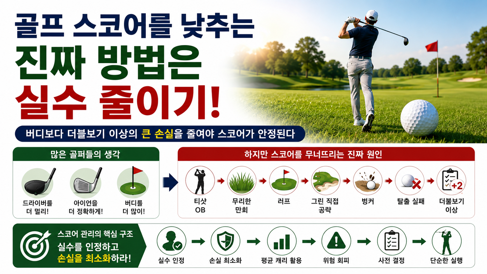 골프 스코어를 낮추는 가장 현실적인 방법  버디보다 ‘큰 실수’를 먼저 줄여라 (Golf Teaching Pro)