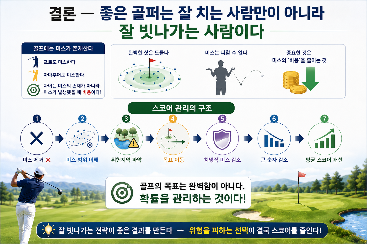 프는 정확히 치는 게임이 아니다 ‘잘 빗나가는 법’이 스코어를 줄인다(Golf Teaching Pro)