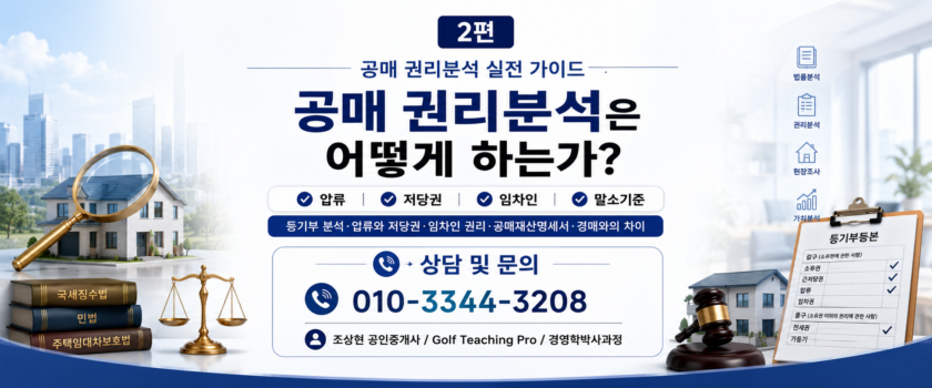 공매 권리분석은 어떻게 하는가? 압류·저당권·임차인·말소기준 실전분석 (공인중개사 30년 실무 경험)